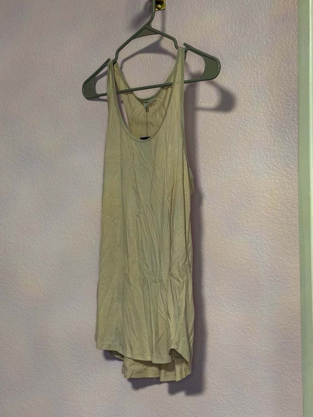 Miss Me Tank Top Size M Taupe Beig